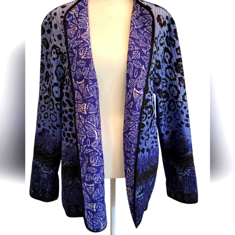 Catherine's Women's Quilted Reversible Open Front Jacket, 1X/2X